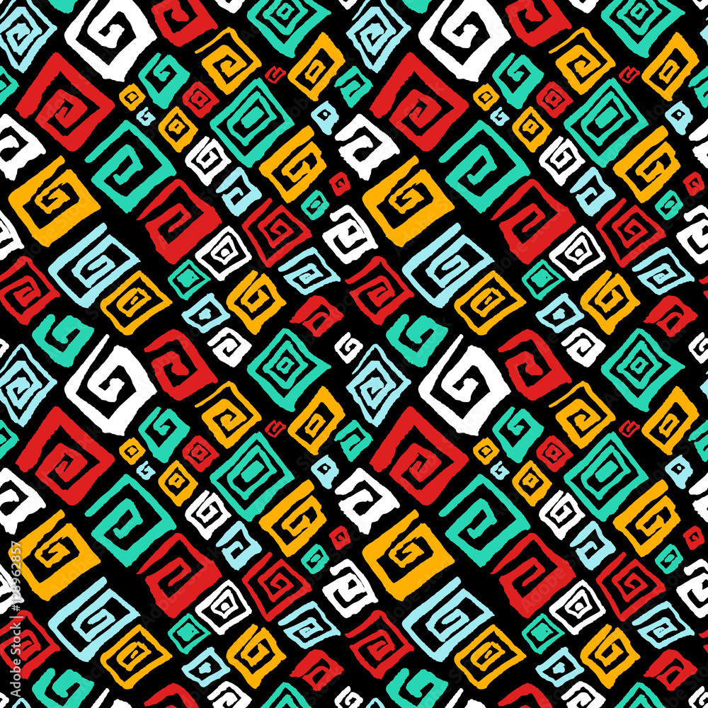 Hand drawn artistic seamless pattern with abstract simply square Hand drawn artistic seamless pattern with abstract simply square