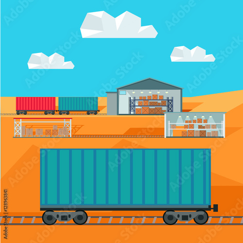 Train Worldwide Warehouse Delivering. Logistics