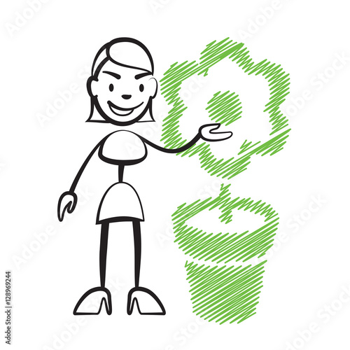 Strichmännchen Frau mit Blume