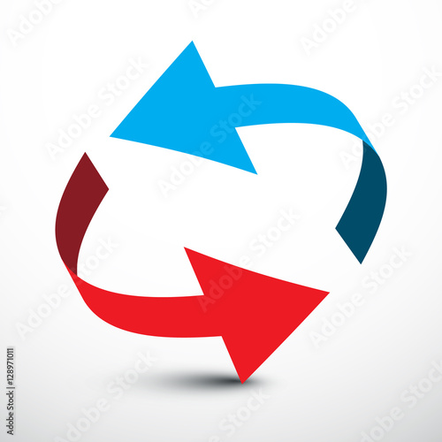 Arrow. Vector Red and Blue Arrows in Circle Set.