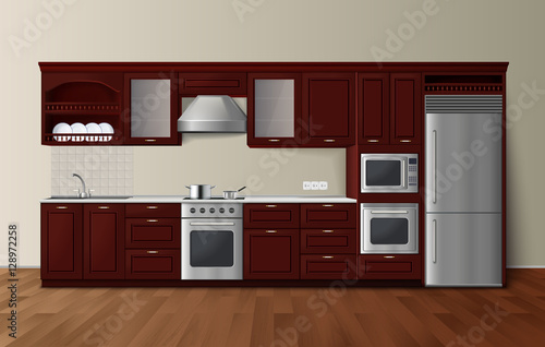 Luxury Kitchen Dark Realistic Interior Image 