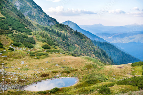 Blue lake in the mountains