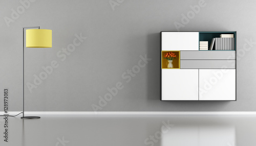 Foto Modern living room with sideboard on wall