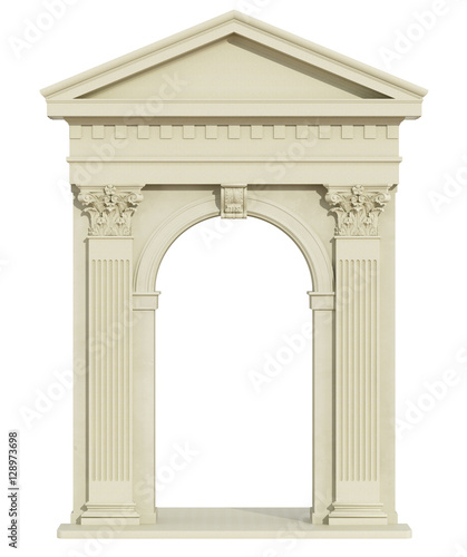 Foto Front view of a classic arch with triangular tympanum