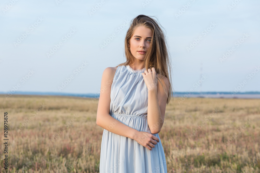 Beauty Romantic Girl Outdoors. Beautiful Teenage Model girl Dres Beauty Romantic Girl Outdoors. Beautiful Teenage Model girl Dres