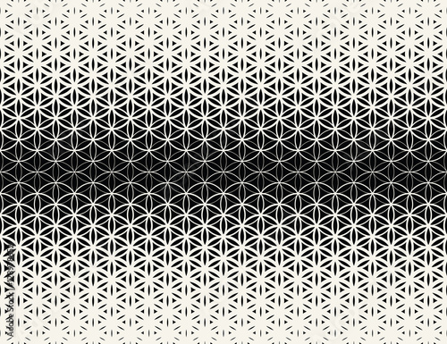 Abstract sacred geometry black and white gradient flower of life halftone  pattern