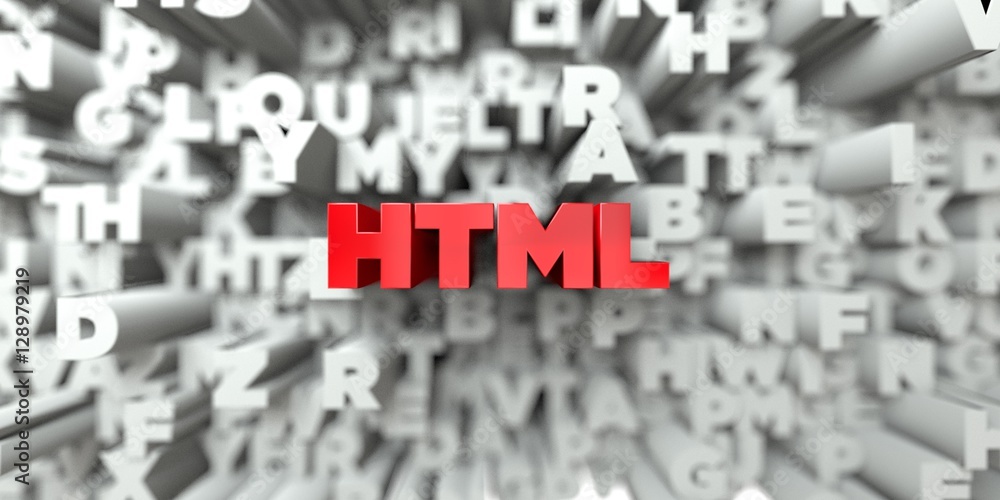 HTML - Red text on typography background - 3D rendered royalty free stock image. This image can be used for an online website banner ad or a print postcard. HTML - Red text on typography background - 3D rendered royalty free stock image. This image can be used for an online website banner ad or a print postcard.