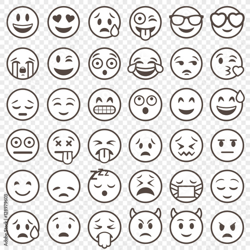 Vector Outlined Emoticon big set