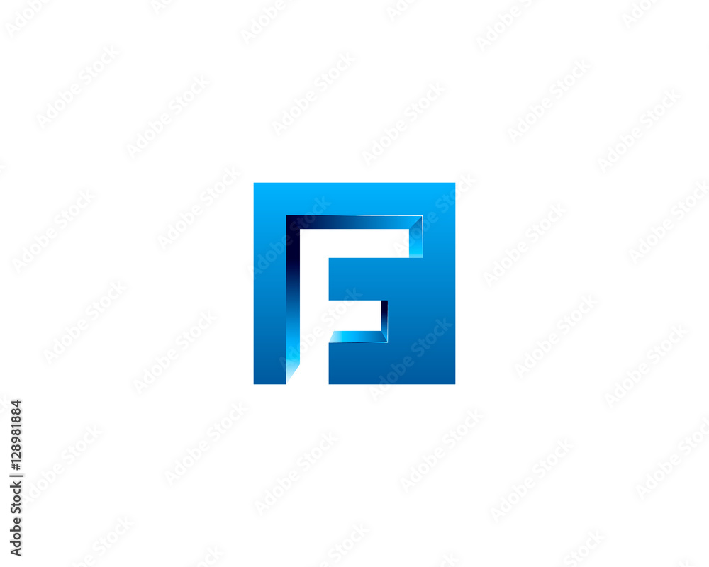 Initial Letter F 3D Square Logo Design Template Initial Letter F 3D Square Logo Design Template