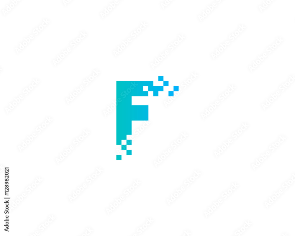 Obraz premium Initial Letter F Pixel Logo Design Template