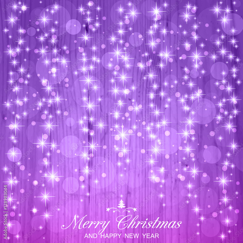 Elegant Christmas background with sparks on purple wooden backgr Stock  Vector | Adobe Stock
