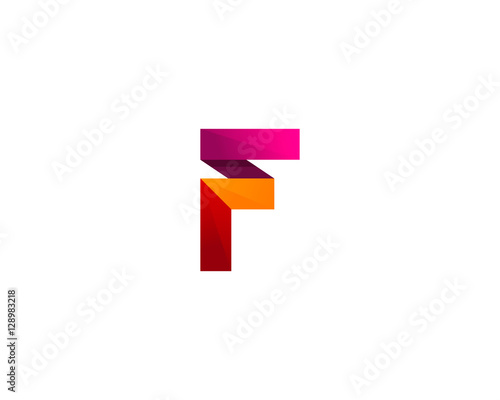 Initial Letter F Ribbon Logo Design Template