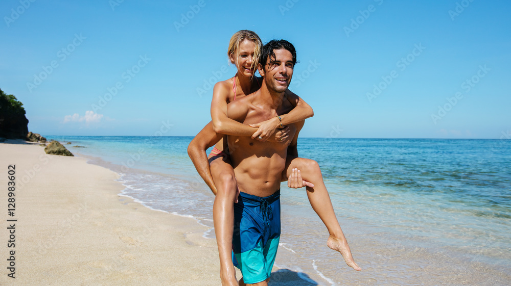 Romantic couple having fun on the beach Romantic couple having fun on the beach