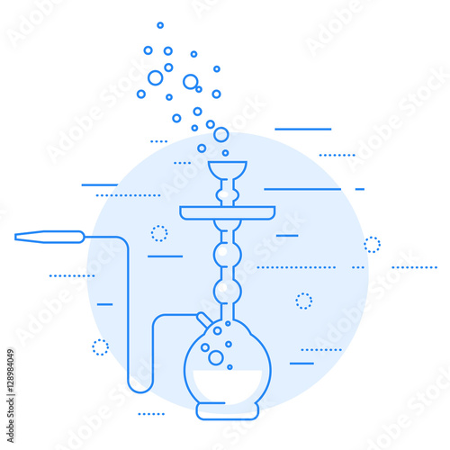 Hookah lounge bar emblem - line art style shisha poster