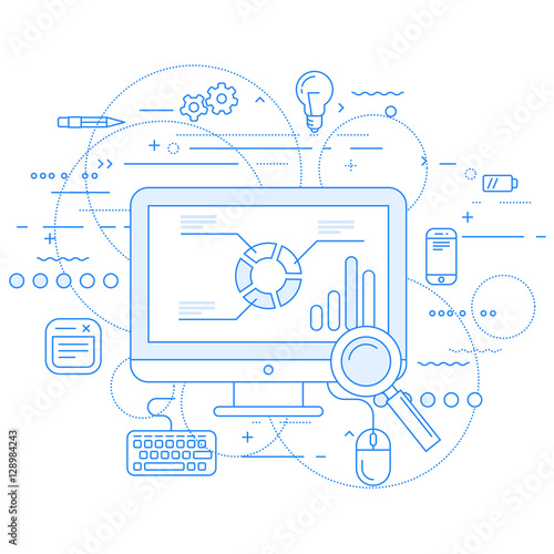 Web analytics and data flow abstract design photo