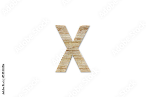 english alphabet X made from wood isolated on white background