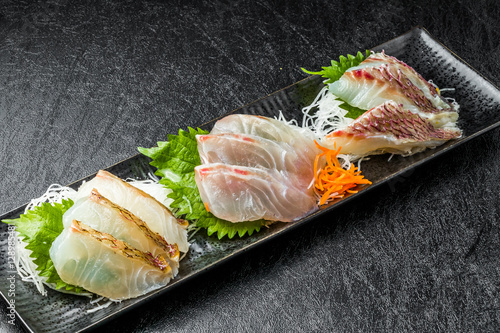新鮮な鯛の刺身 Sashimi Japanese foods of the sea bream
