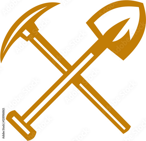 Pick Axe Shovel Crossed Retro