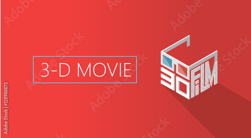three d movie. cinema. Poster for the movie theater. Logo isometric.