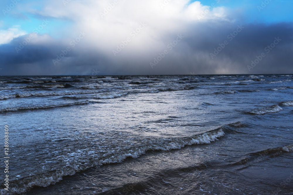 Dark sky over gulf of Riga, Baltic sea. Dark sky over gulf of Riga, Baltic sea.