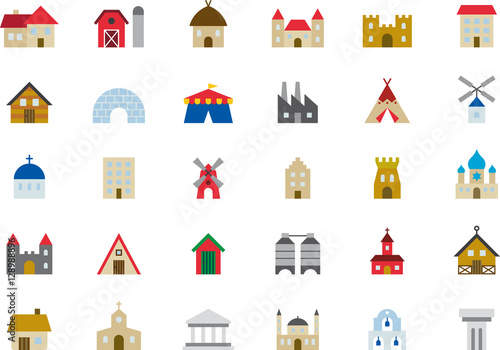BUILDINGS & CONSTRUCTIONS color flat icons