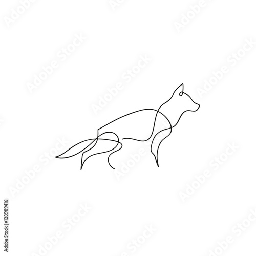 One line dog design silhouette. Hand drawn minimalism style vector illustration