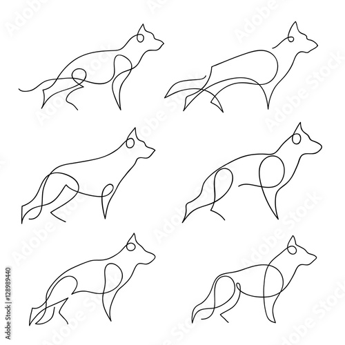 One line dog design silhouette. Hand drawn minimalism style vector illustration