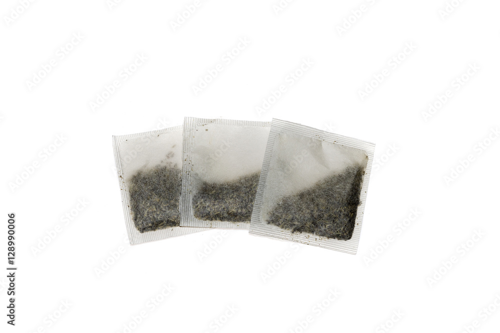 Fototapeta premium Several tea bags , isolated on white background