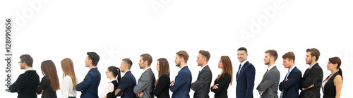 Profile of a business team in a single line against white background