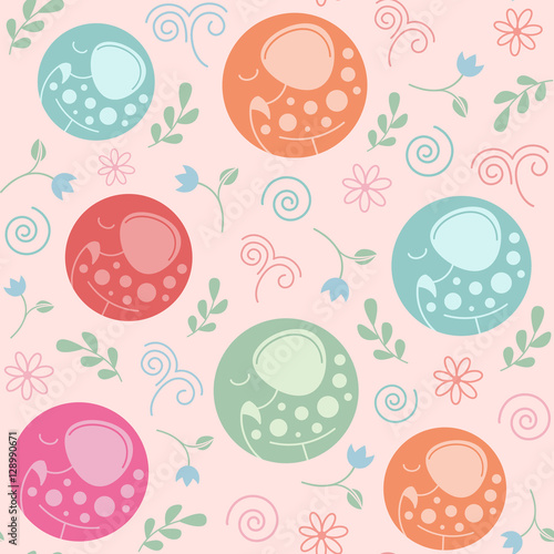 Seamless vector pattern. Background with elephants.
