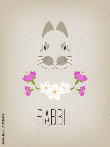 Postcard with rabbit. Vector background
