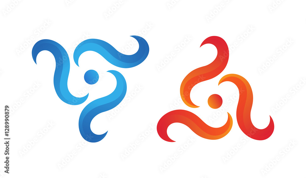 Fototapeta premium water fire gradient logo couple