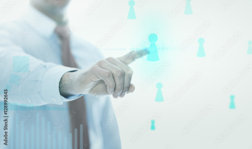 Geschäftsmann mit Kontakten und Netzwerk Geschäftsmann mit Kontakten und Netzwerk