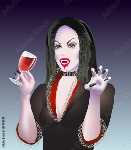  a holiday poster for the halloween with a vampire brunette girl