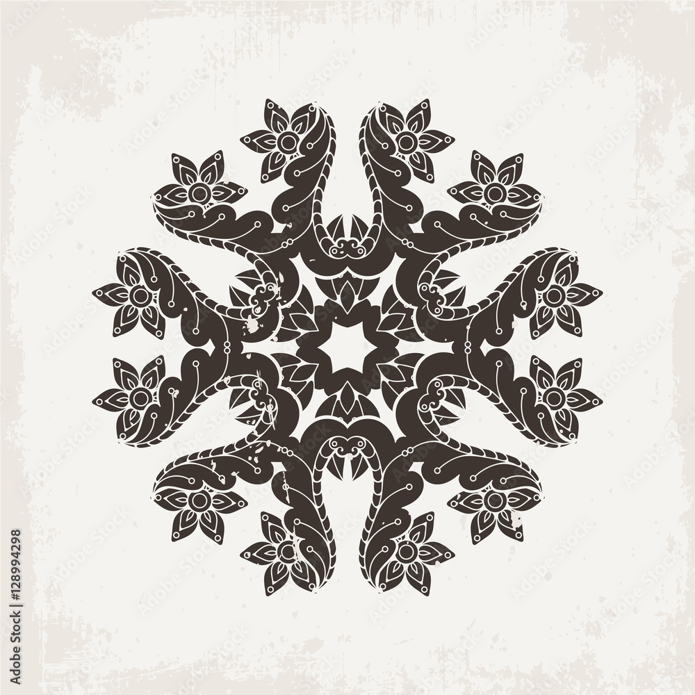 Fototapeta premium Vector mandala. Mehndi lace tattoo. Oriental weave.