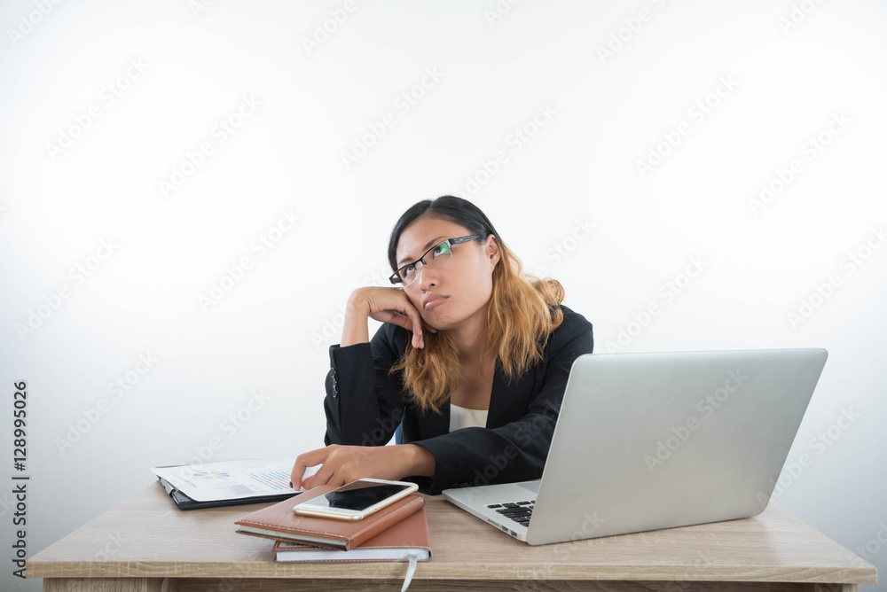 Young business woman with laptop notebook and smartphone in the Young business woman with laptop notebook and smartphone in the
