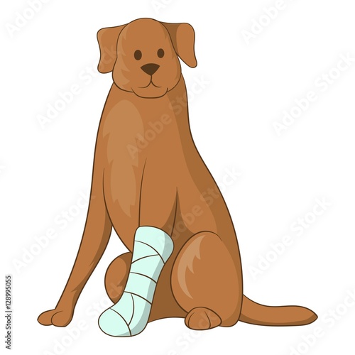 Dog with an injured leg icon. Cartoon illustration of dog with an injured leg vector icon for web