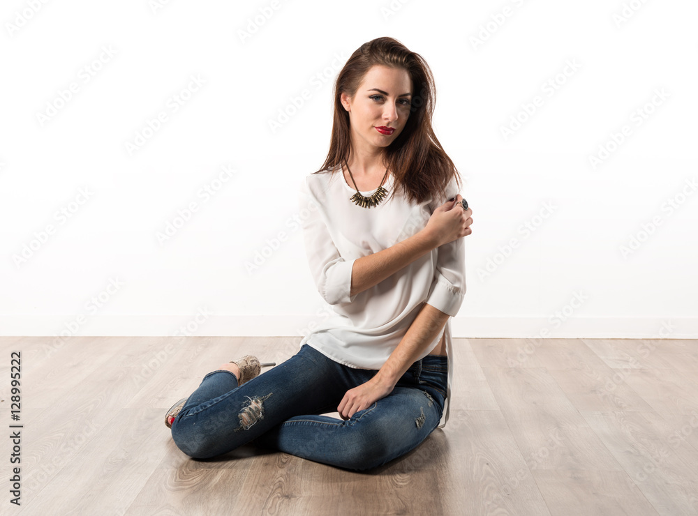 Young pretty model woman posing in studio Young pretty model woman posing in studio