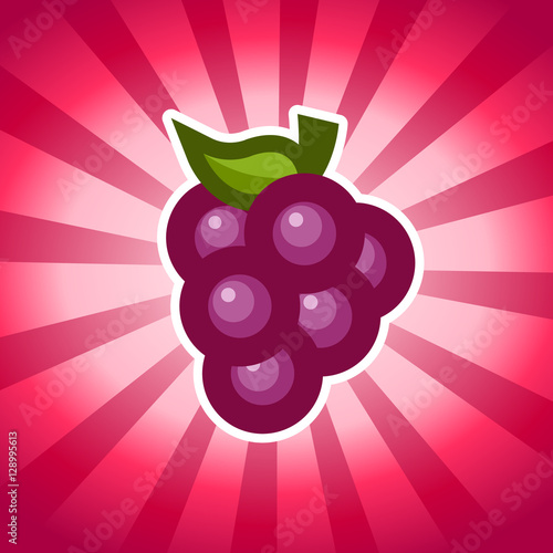 Grape icon on pink bursting background