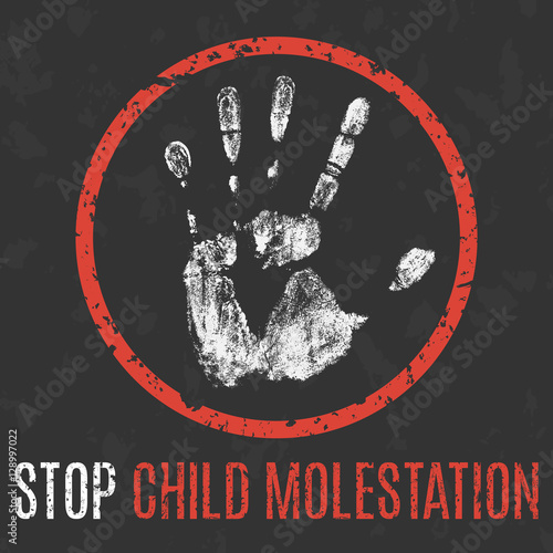 Vector. Social problems of humanity. Stop child molestation.