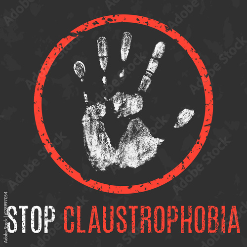 Vector illustration. Human diseases. Stop claustrophobia.