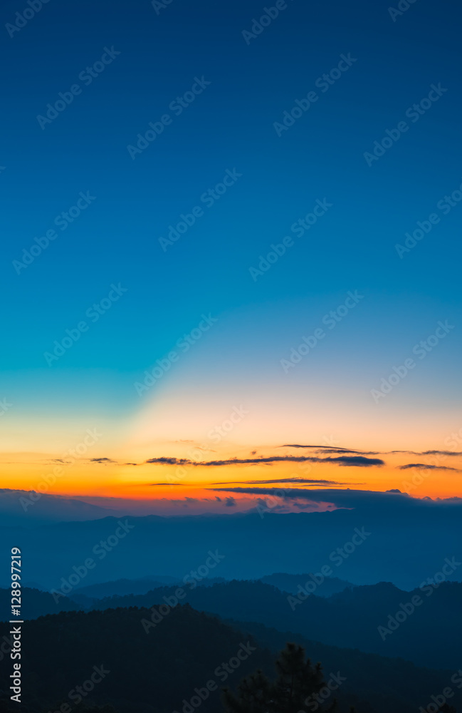 Sunset on Doi Mae Taman mountain