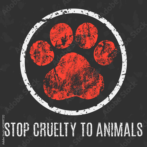 Vector. Social problems. Stop cruelty to animals.
