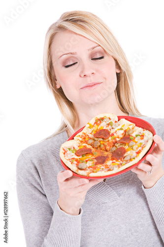 Choices  Woman Smells Aroma Of Pizza