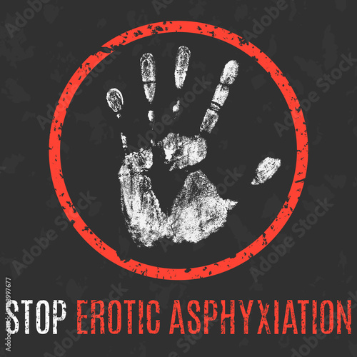 Vector. Social problems of humanity. Stop erotic asphyxiation.