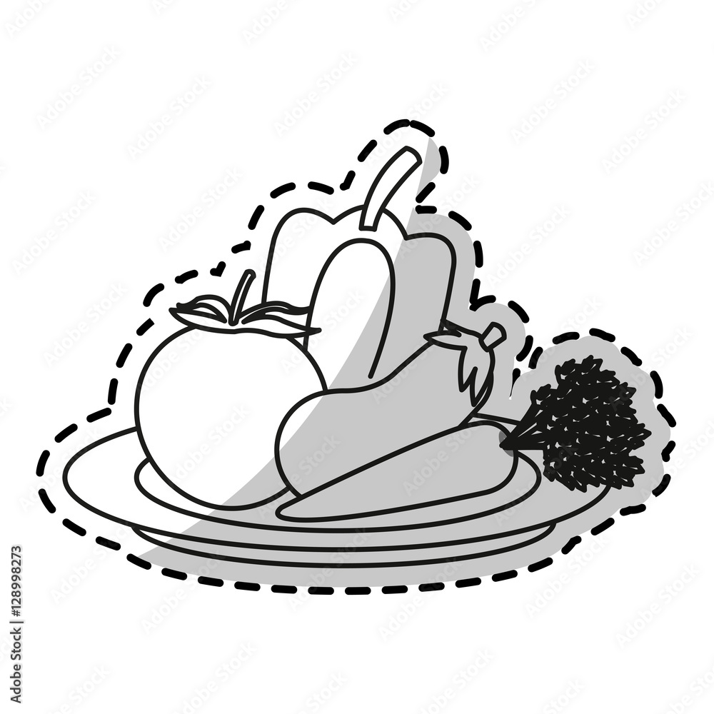 Tomato eggplant and pepper icon. Healthy organic fresh and natural food theme. Isolated design. Vector illustration Tomato eggplant and pepper icon. Healthy organic fresh and natural food theme. Isolated design. Vector illustration