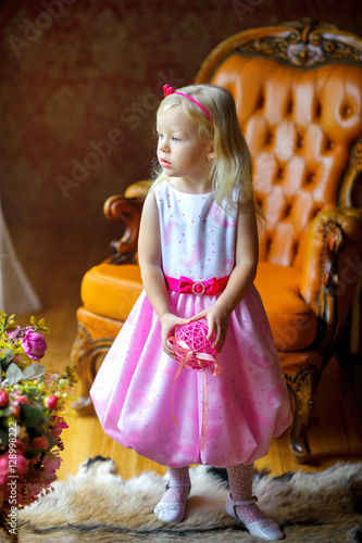 Beautiful in a long pink dress