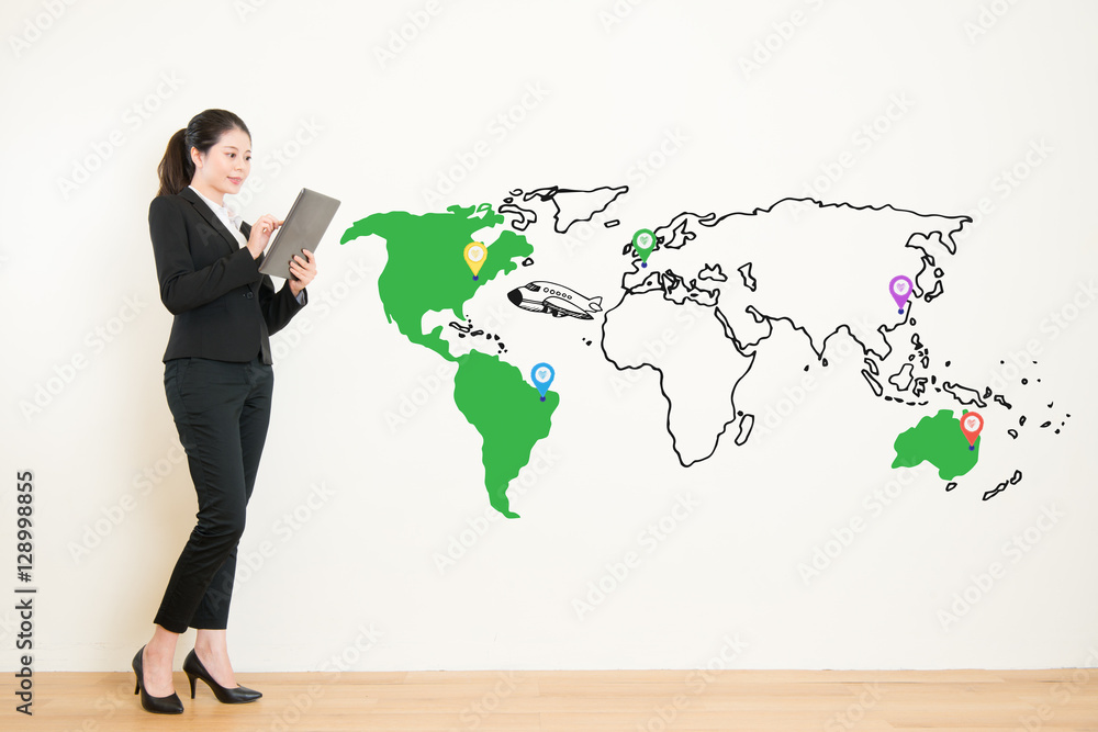 businesswoman travel agency planning vacation journey businesswoman travel agency planning vacation journey