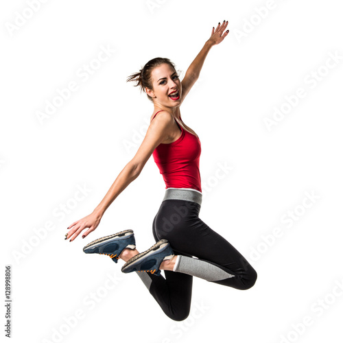 Pretty sport woman jumping