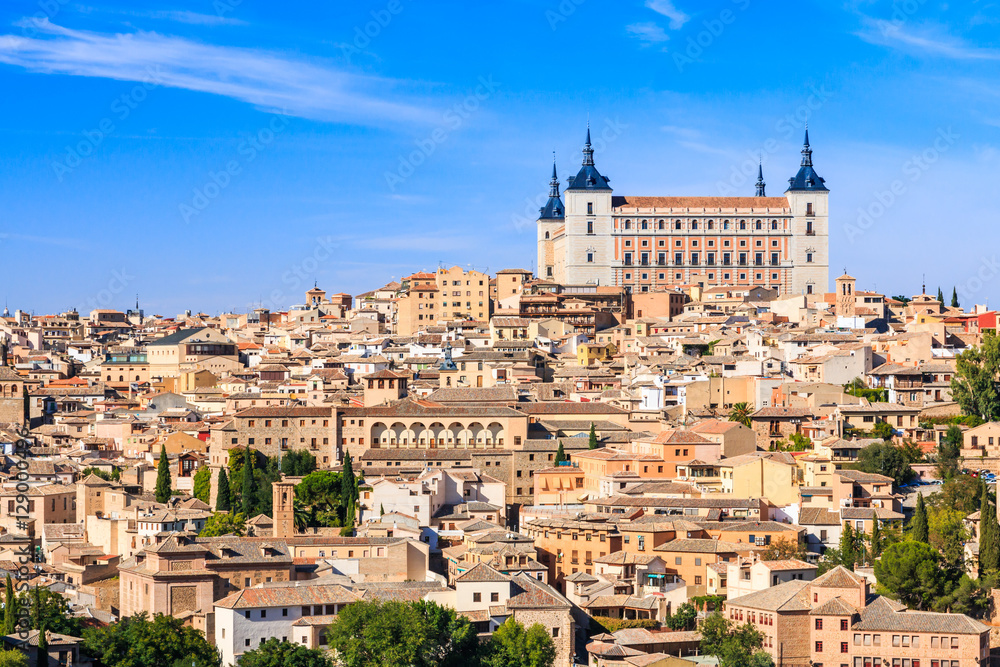 Toledo, Spain. View of the old town and its Alcazar(Royal Palace).